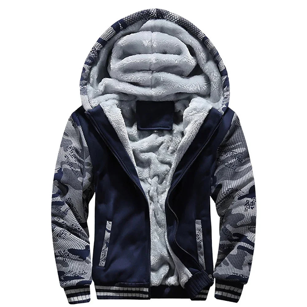 Men's Camouflage Fleece Zip Jacket for Winter Wear ATHLEXES