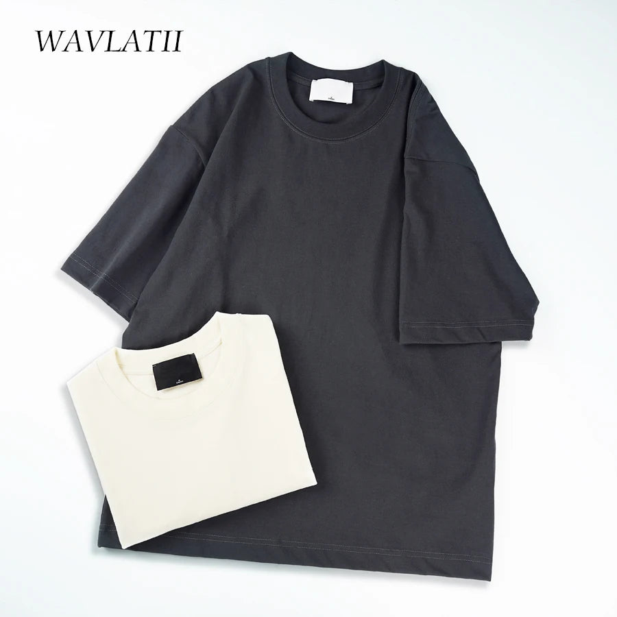 WAVLATII Oversized Brown Summer Tees for Unisex Casual Wear ATHLEXES