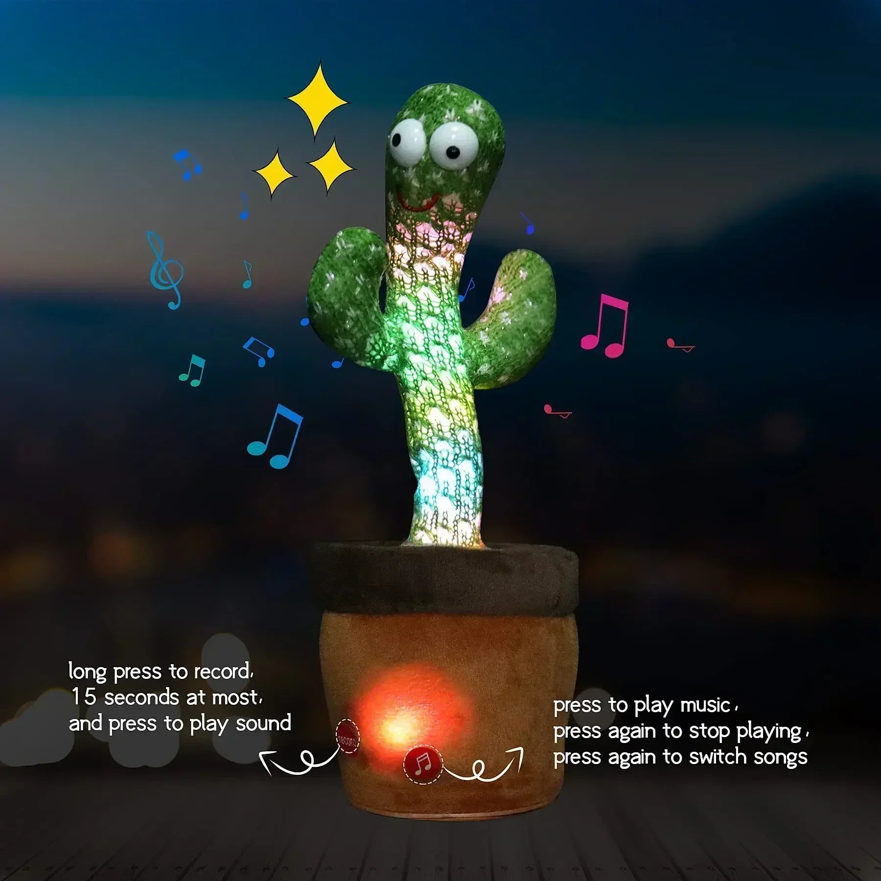 Singing Cactus Toy with LED and 120 Fun Songs ATHLEXES