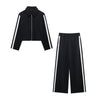TRAFZA Luxe Stripe Jacket & Trousers Set for Women ATHLEXES