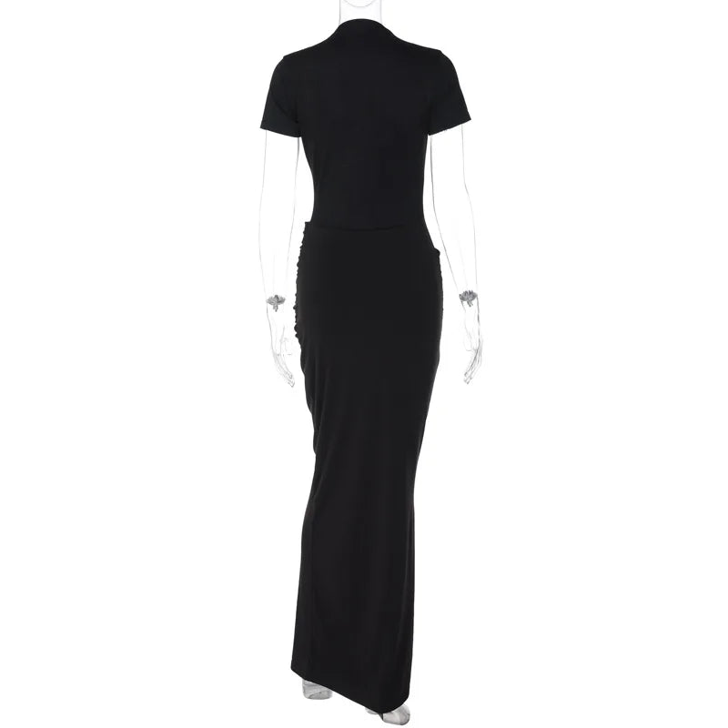 Elegant V-Neck Side Slit Maxi Dress for Women ATHLEXES
