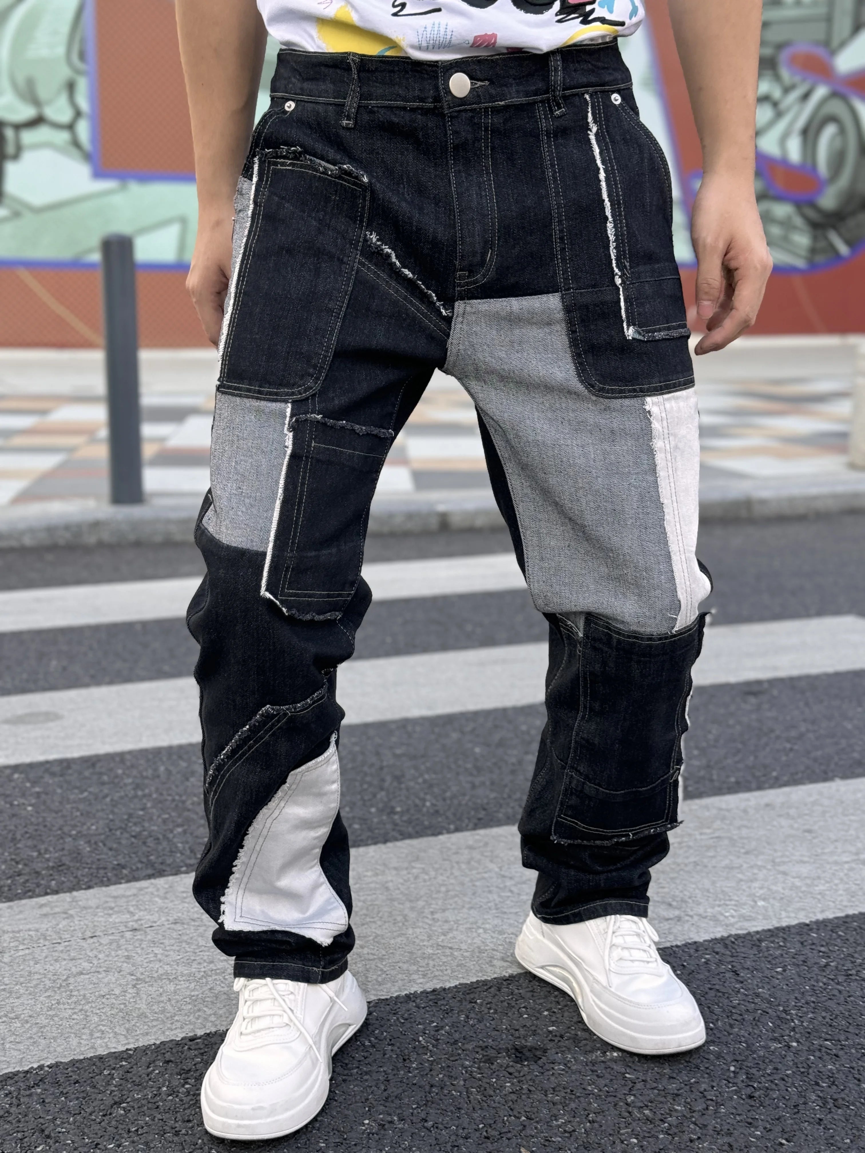 Trendy Men's Wide Leg Checkered Jeans ATHLEXES