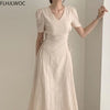 Chic Vintage Cotton Linen A-Line Dress ATHLEXES