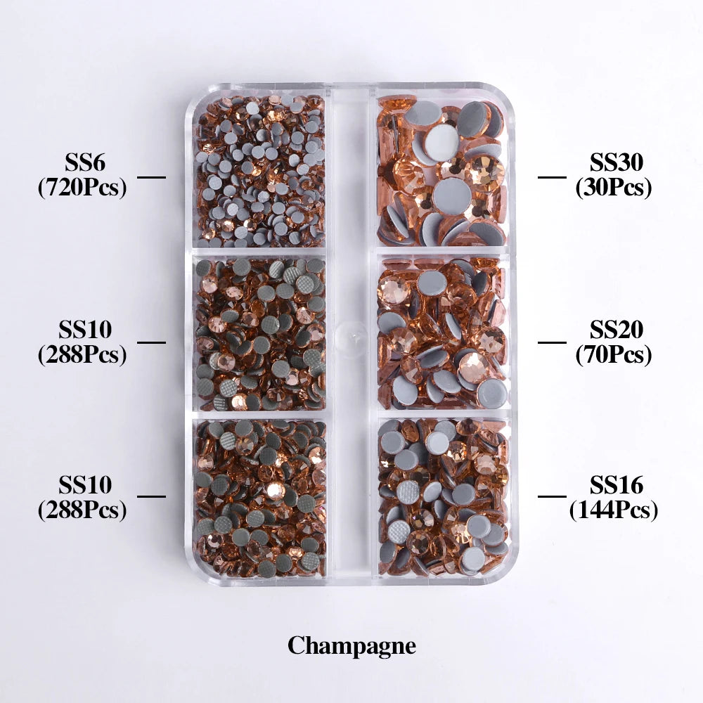 GlamCrystal 1540Pcs Hotfix Glass Rhinestones Set SS6-SS30 ATHLEXES