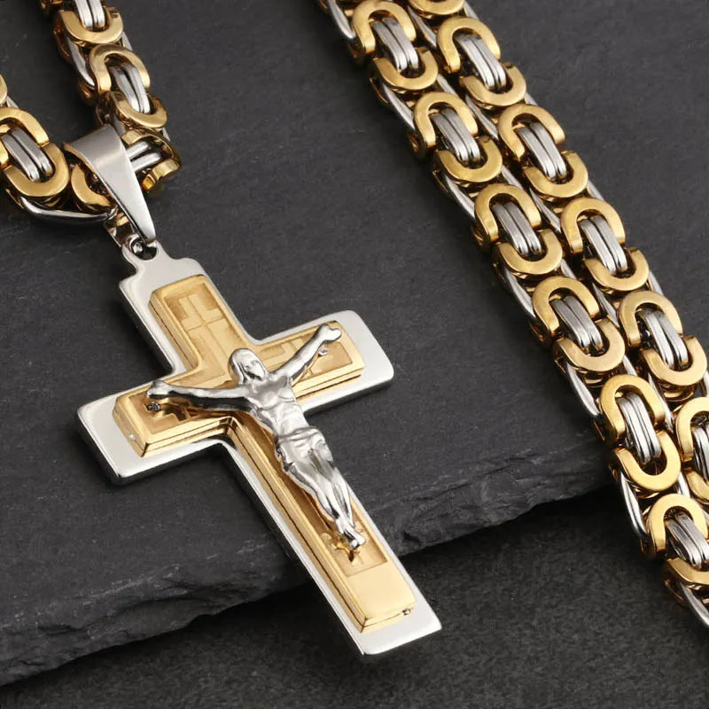 Divine Faith Stainless Steel Jesus Cross Necklace ATHLEXES