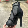 New Sexy High Heels Hollow Mesh Sandals Summer Fashion Trend Comfort Peep Toe Boots Stilettos Jazz Dance Female Shoes Plus Size ATHLEXES