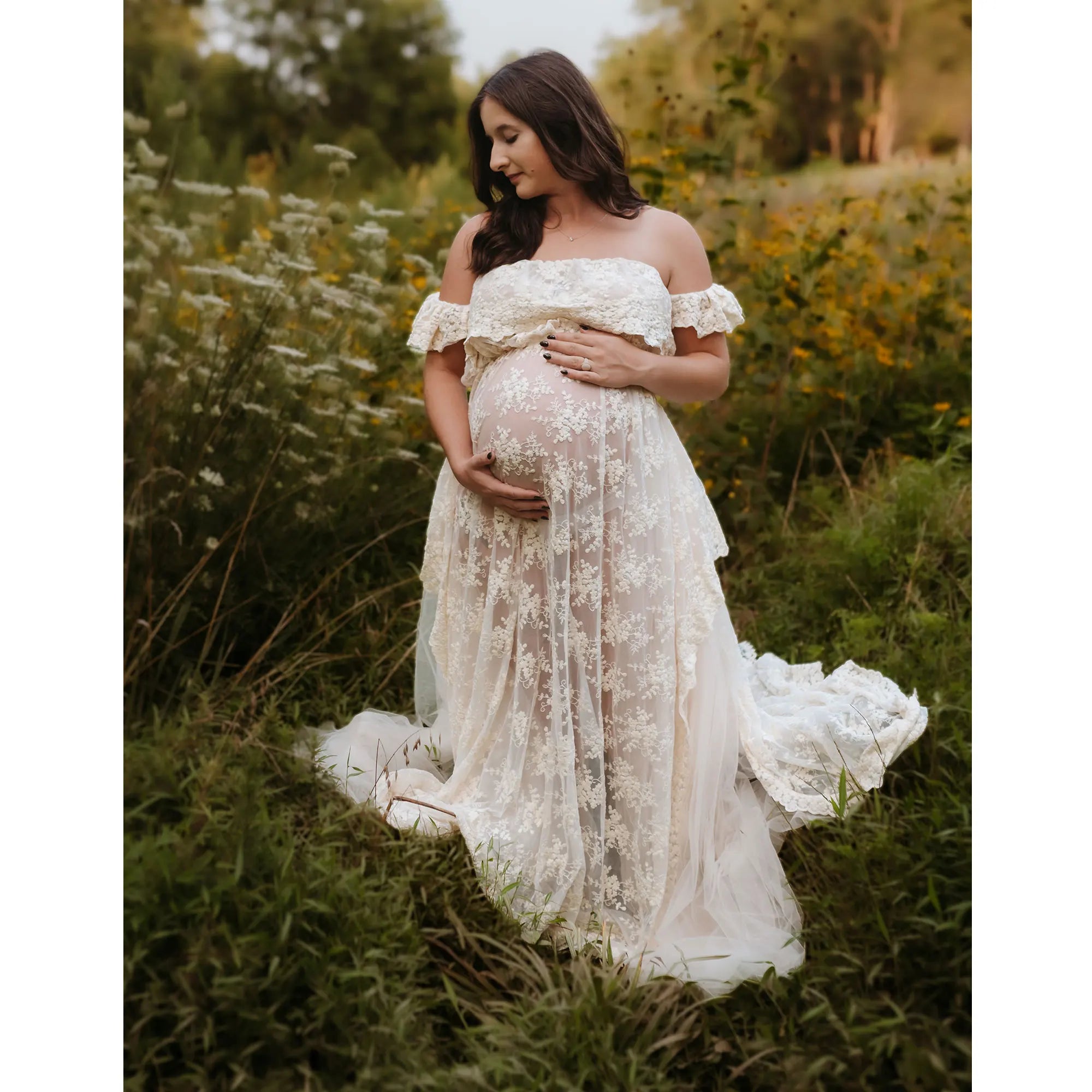 Boho Chic Maternity Photo Shoot Dress ATHLEXES