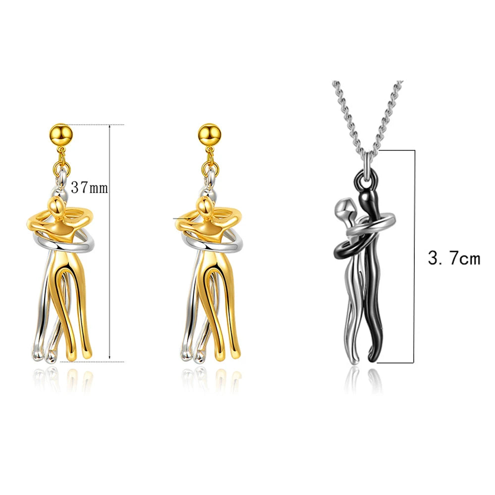 Seulement 14K Gold Embrace Pendant Couple Necklace ATHLEXES
