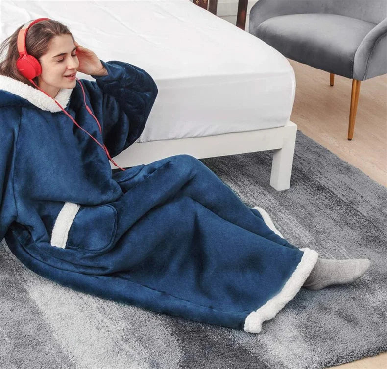 CozySleeve Oversized Flannel Hoodie Blanket for All Seasons ATHLEXES