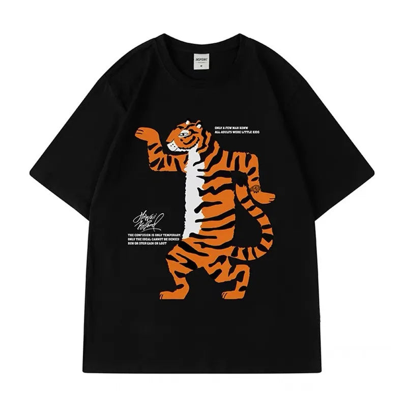 ZAZOMDE Retro Cartoon Tiger Oversized Tee ATHLEXES