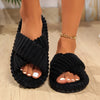 Cozy Chic Cross Strap Corduroy Slippers ATHLEXES