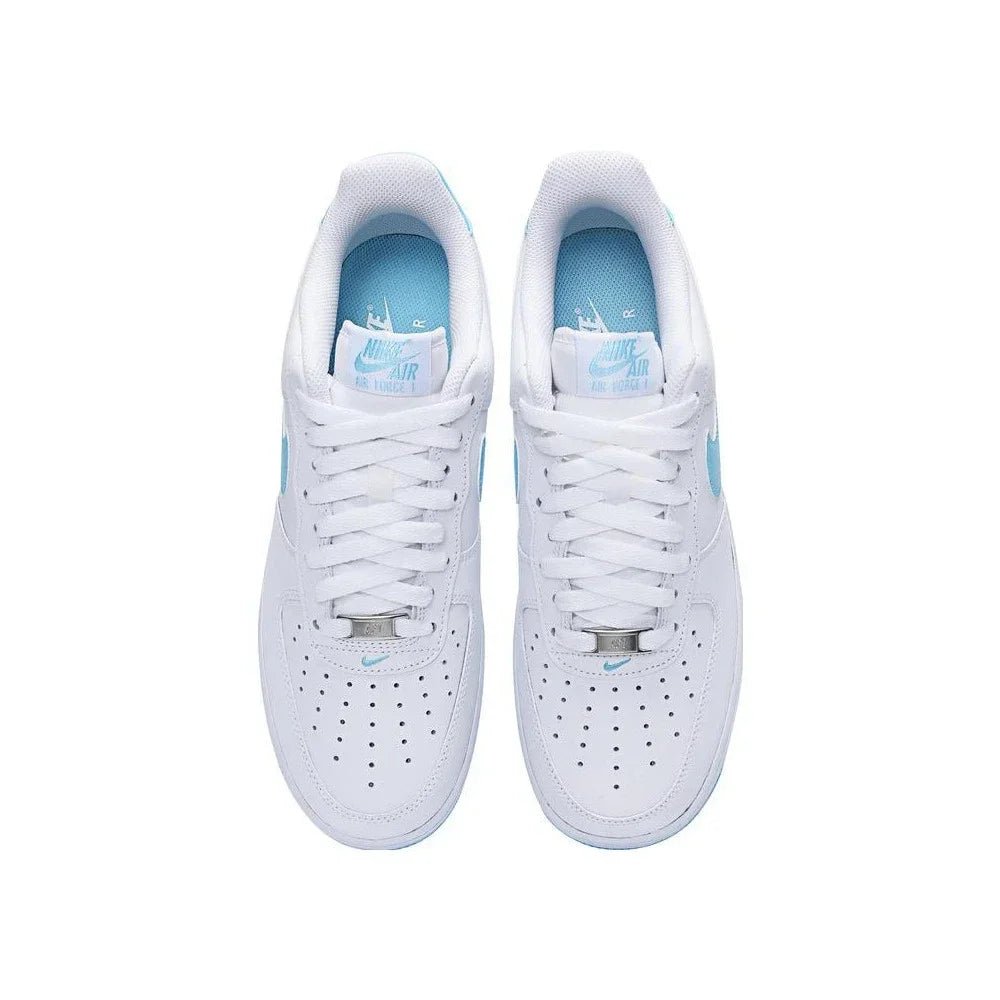 Nike Air Force 1 Low '07 White Aquarius Blue FQ4296-100 Shock Absorption Mens Womens Low Top Board Shoes ATHLEXES