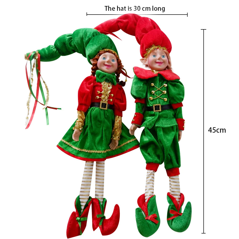 Elf Couple Plush Dolls: Festive Tree Ornaments ATHLEXES