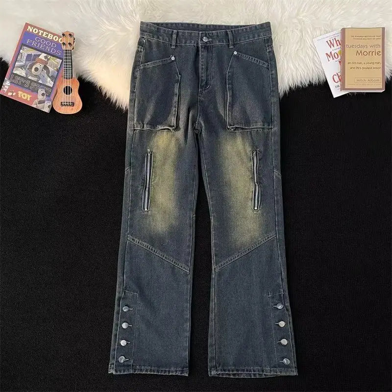 Trendy Y2K Personalized Straight Leg Casual Jeans ATHLEXES