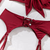 Sexy Lingerie Set Bow Bra Black Temptation Four Piece Set ATHLEXES