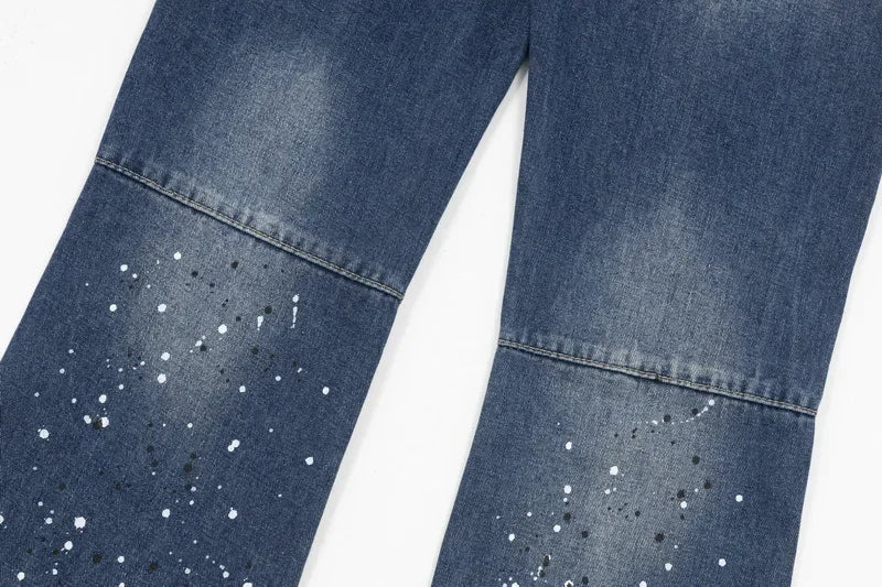 Retro Spliced Denim Trousers for Trendy Couples ATHLEXES
