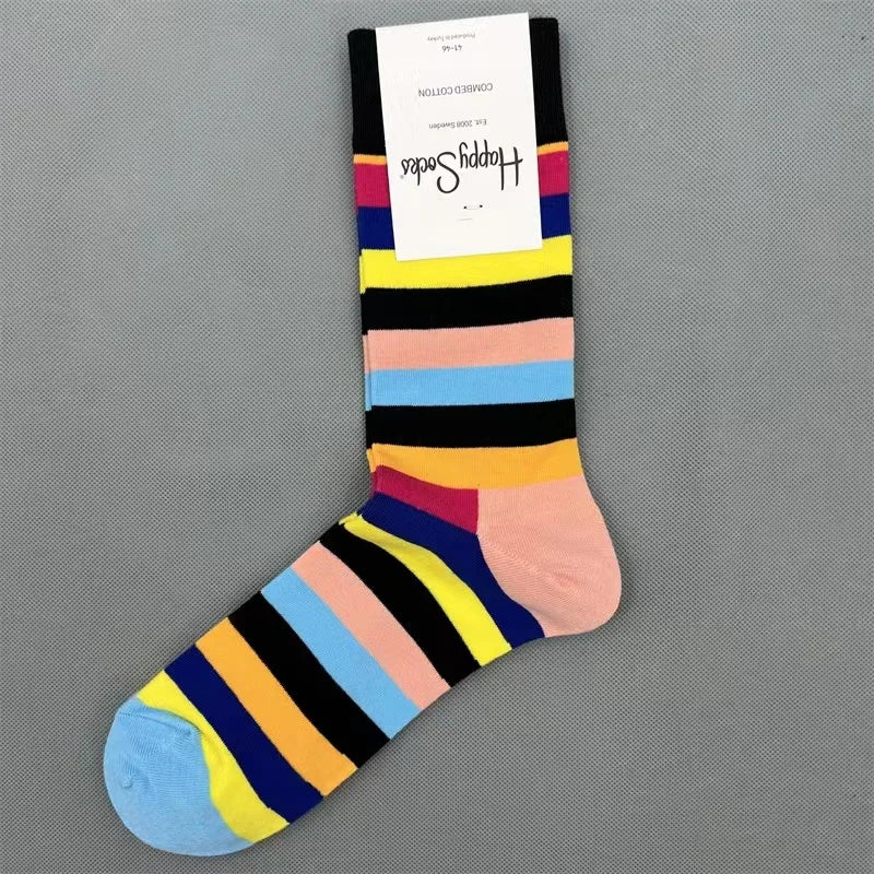 Happy Socks Men's Diamond Check Crew Socks for All Seasons ATHLEXES