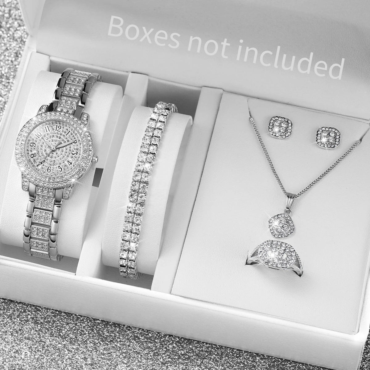 Diamond Elegance Quartz Watch Set for Women ATHLEXES