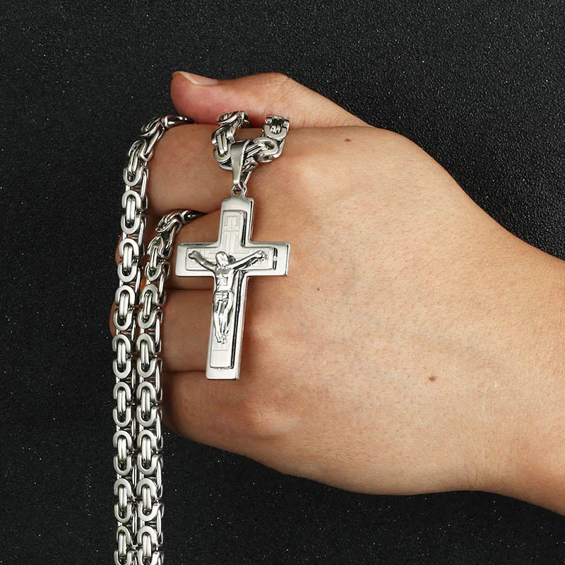 Divine Faith Stainless Steel Jesus Cross Necklace ATHLEXES