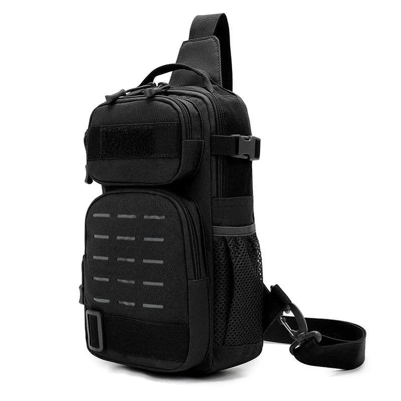 Tactical Sling Shoulder Bags Waterproof Night Reflective Strip Pack EDC Molle Chest Bag 10L Capacity Black ATHLEXES