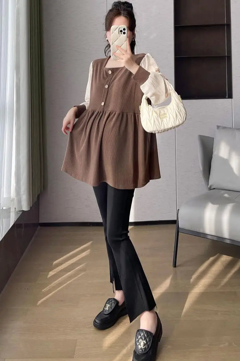 Chic Spring Maternity Patchwork Blouse ATHLEXES