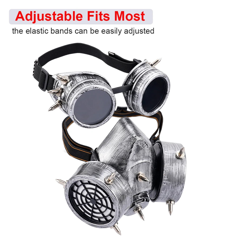 Gothic Steampunk Gas Mask with Goggles for Cosplay ATHLEXES