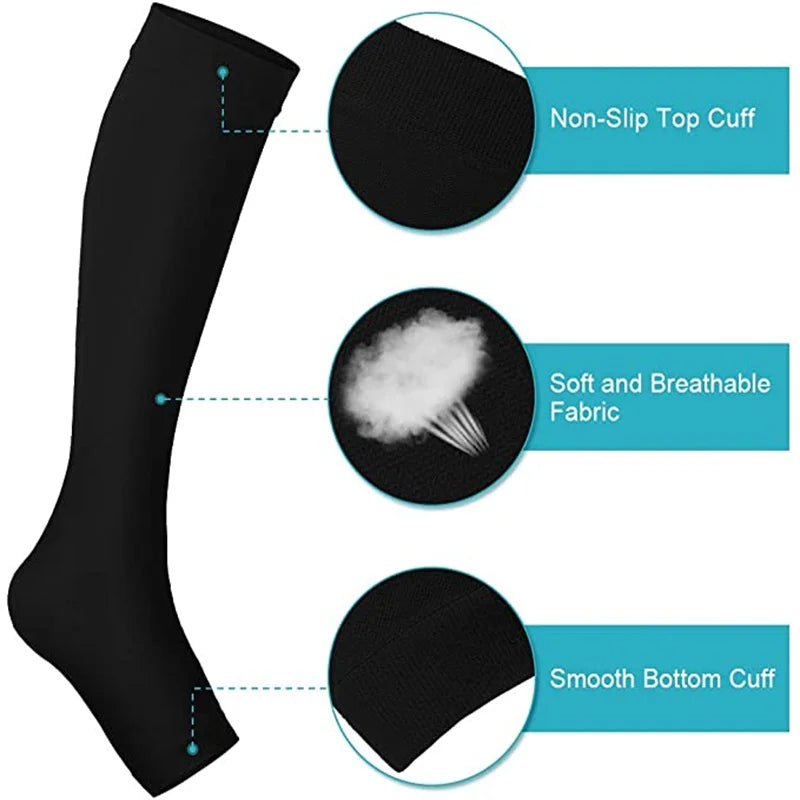 Varicose Vein Relief: S-XXL Toeless Compression Socks ATHLEXES