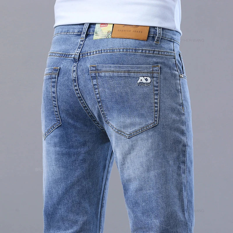 Light Blue Slim Fit Stretch Jeans for Men ATHLEXES