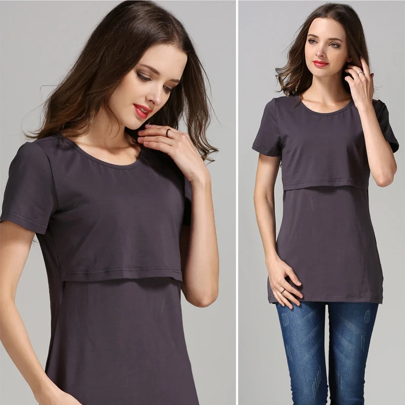 NurtureNest Stylish Nursing T-Shirt for Moms ATHLEXES