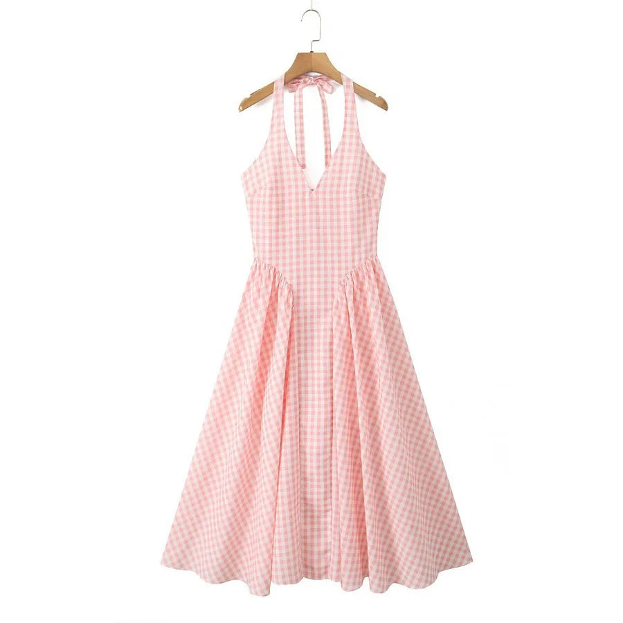 Chic White Backless Halter Dress for Summer Events ATHLEXES