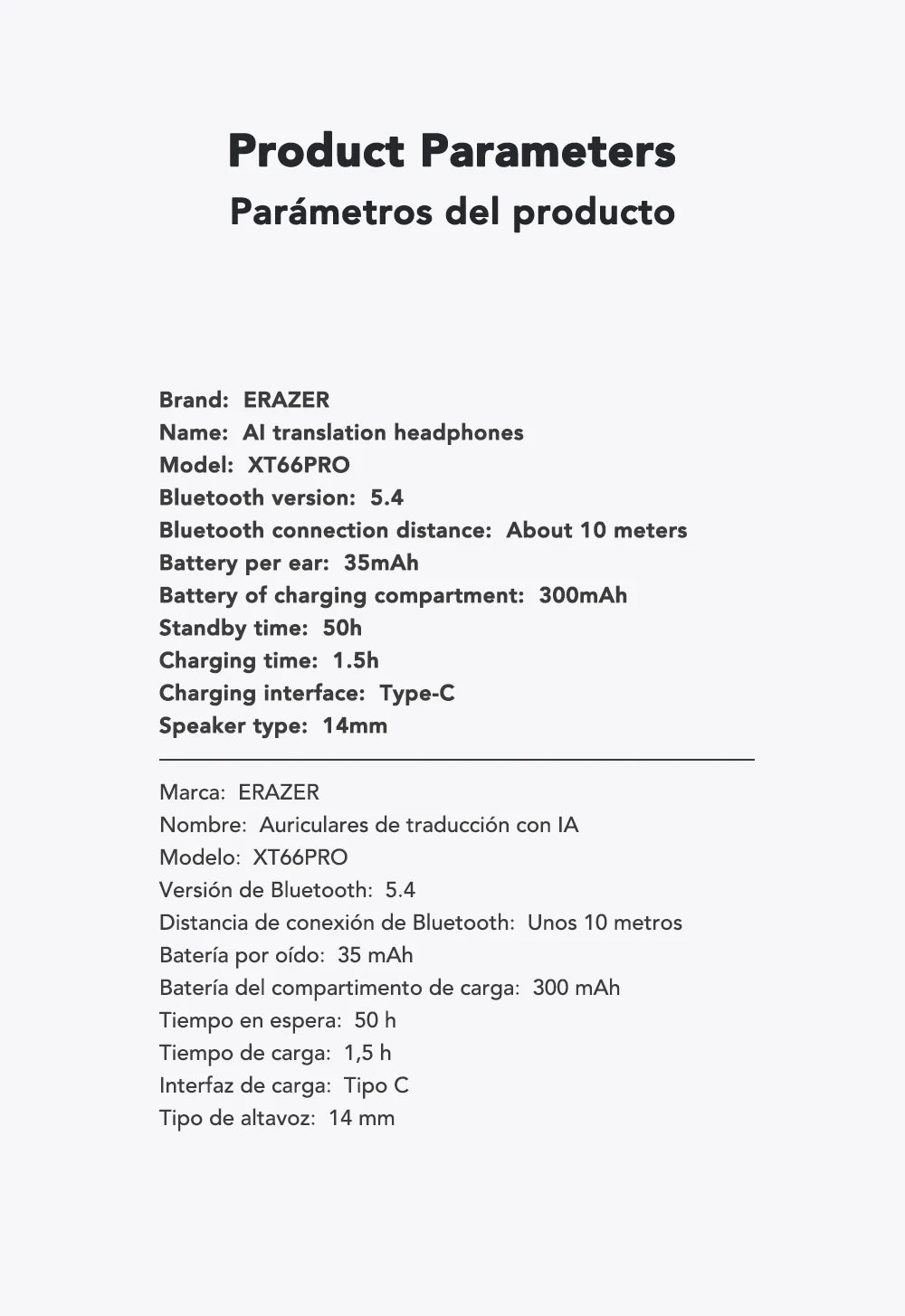 ERAZER XT66PRO Smart Bluetooth Earbuds with Translator ATHLEXES