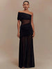 Chic Off-Shoulder Mesh Maxi Dress for Women ATHLEXES