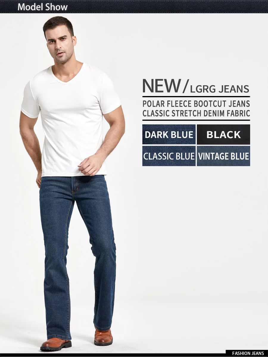 LGRGC Men's Warm Stretch Denim Boot Cut Jeans ATHLEXES