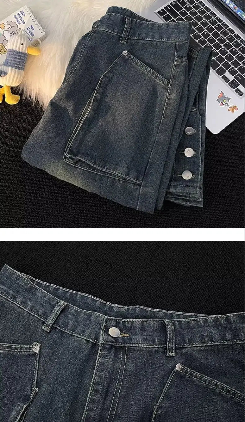 Trendy Y2K Personalized Straight Leg Casual Jeans ATHLEXES
