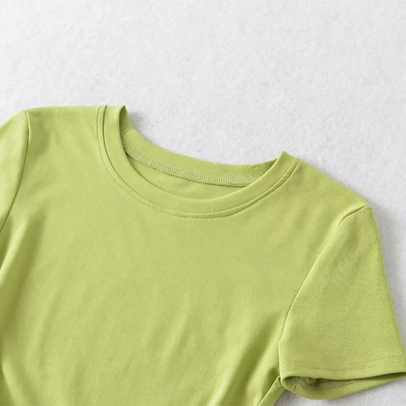 Harajuku Ruched Side Cotton Crew Neck Tee ATHLEXES