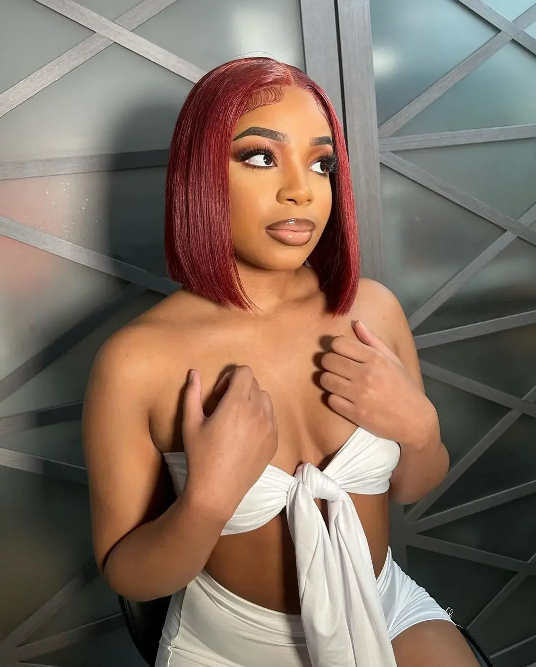 Burgundy Elegance Glueless Bob Wig 13x4 ATHLEXES