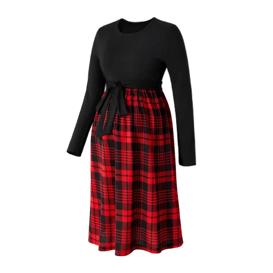 Chic Maternity Plaid Nursing Dress ATHLEXES