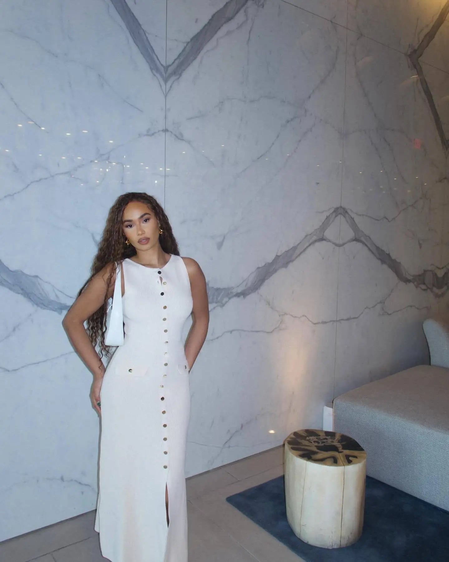 Elegant Knit Ribbed Maxi Dress with Pockets ATHLEXES