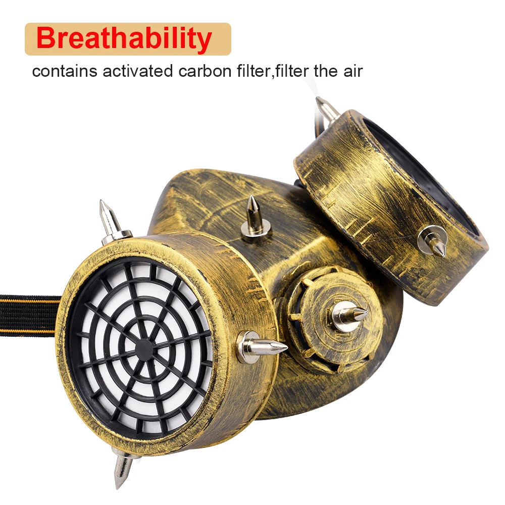 Gothic Steampunk Gas Mask with Goggles for Cosplay ATHLEXES