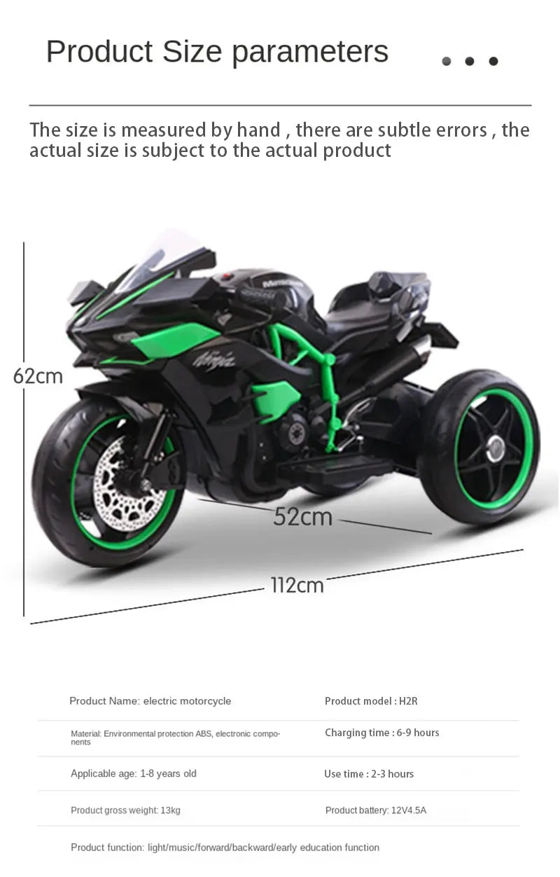 Kids 1.1M Electric Two-Wheel Rechargeable Motorcycle ATHLEXES
