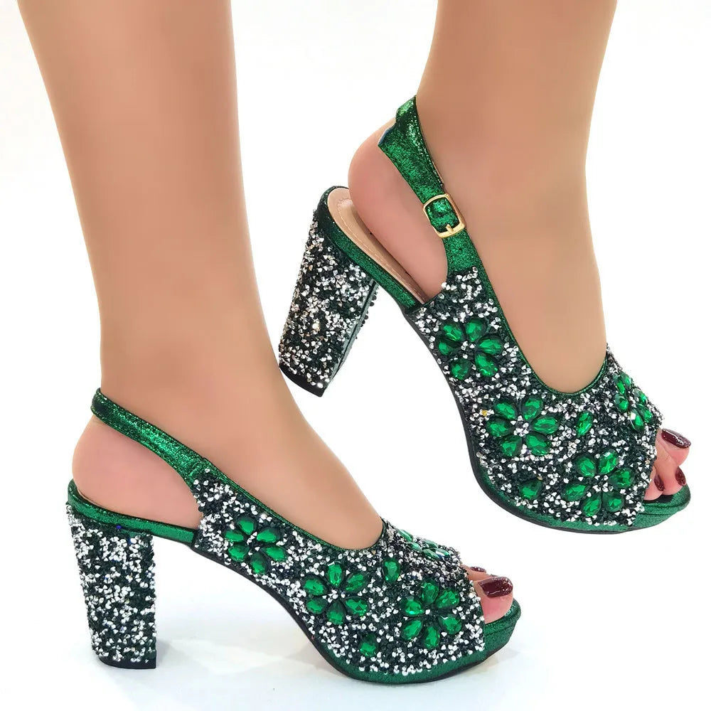Venus Chan Green Crystal High Heel Wedding Sandals ATHLEXES