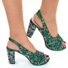 Venus Chan Green Crystal High Heel Wedding Sandals ATHLEXES