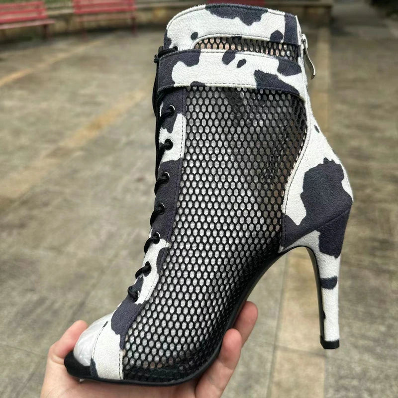 Hollow Mesh Peep Toe Stilettos: Summer High Heel Fashion ATHLEXES