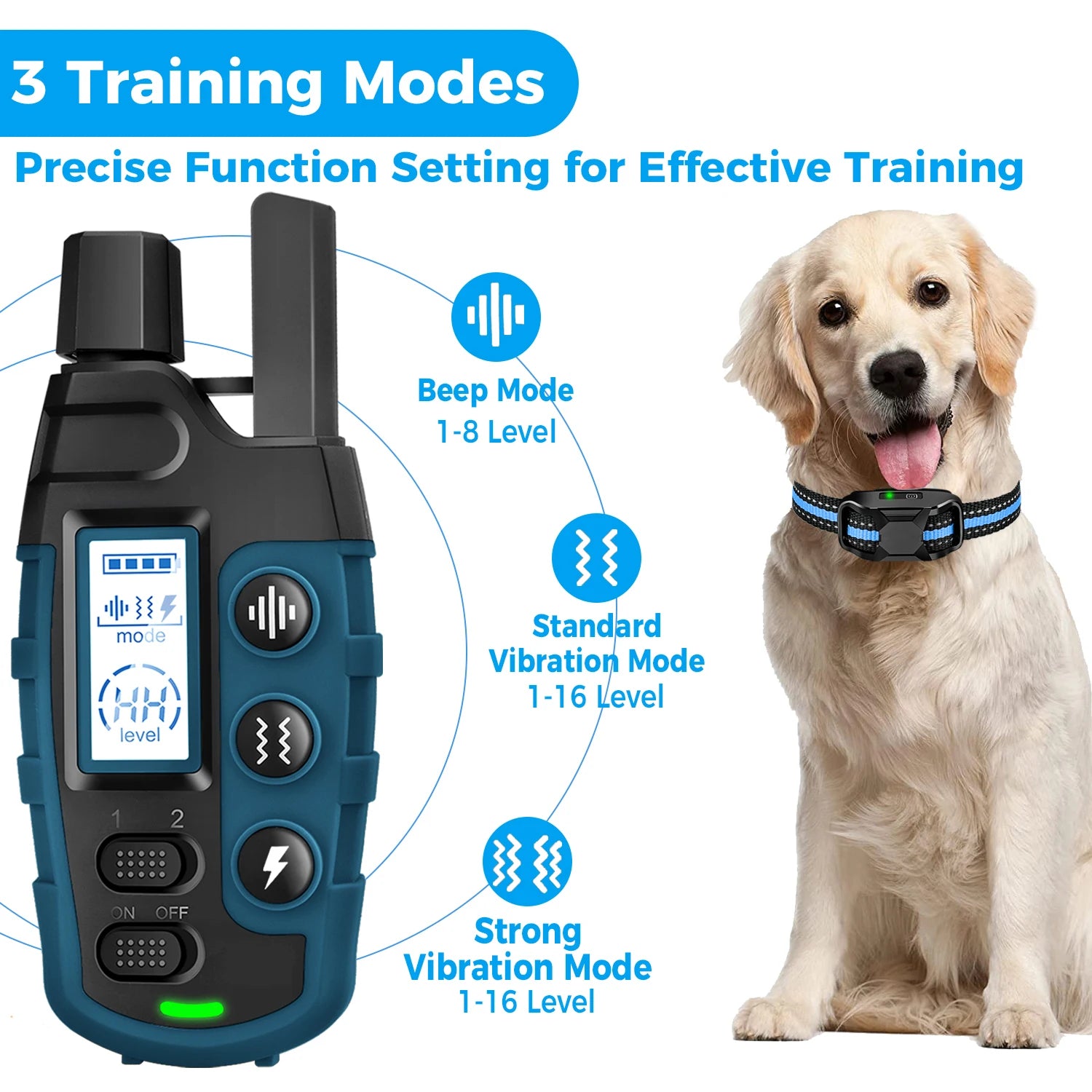 No Shock 3300Ft Dog Training Collar with Remote Rechargeable Waterproof E Collar with Beep Vibration High Quality Pet Training ATHLEXES