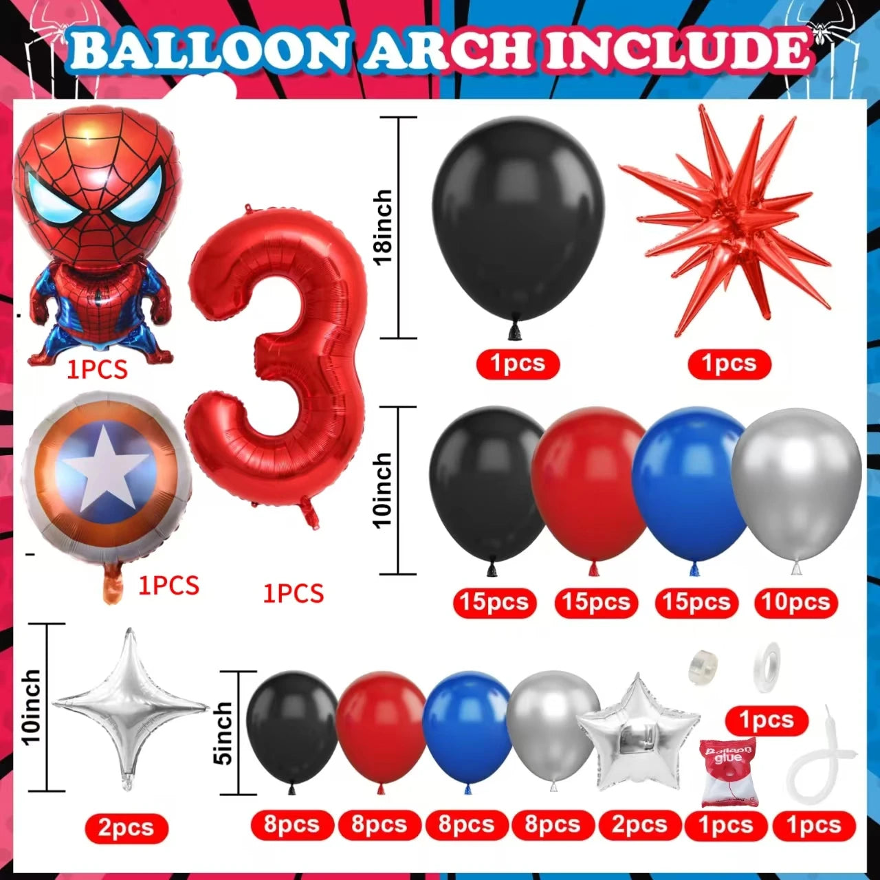 Spiderman Superhero Balloon Garland Kit ATHLEXES