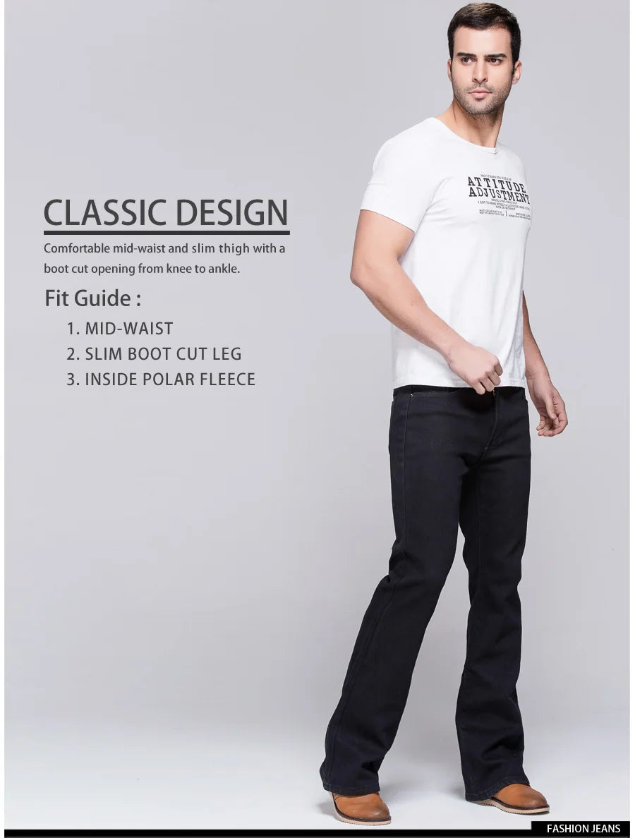 LGRGC Men's Warm Stretch Denim Boot Cut Jeans ATHLEXES