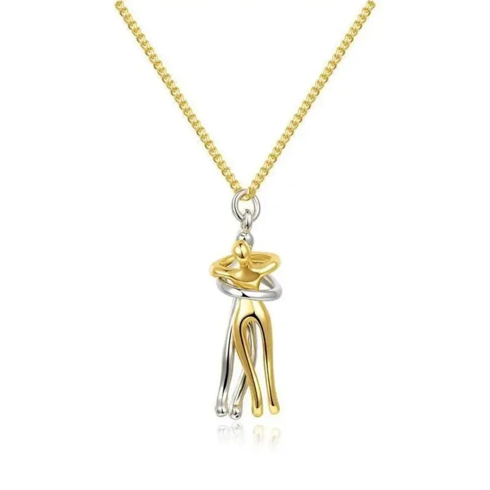 Chic Black Hug Pendant Necklace for Couples ATHLEXES