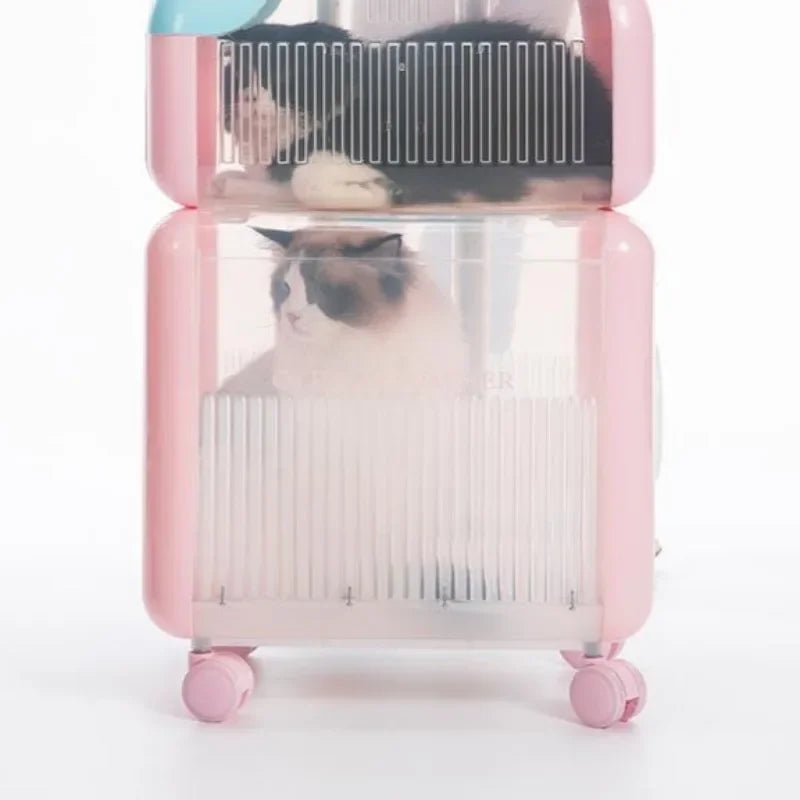 Plastic Portable Space Capsule Cat Bag Double Positions Transparency Large Capacity Trolley Case Cat Carriers Pet Products ATHLEXES