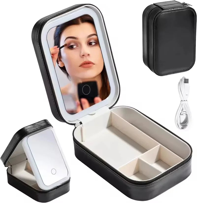 LuxeGlow Portable LED Makeup Mirror Case ATHLEXES