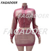FAGADOER Pink Tie Dye Crop & Skirt Set for Women ATHLEXES